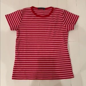 Brandy Melville red and pink striped tee